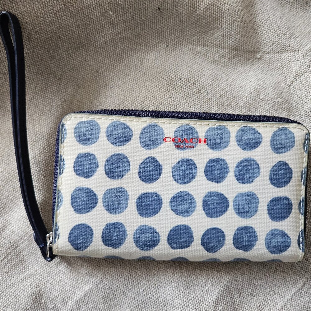 Coach Bleecker Blue Dots Zip Wallet